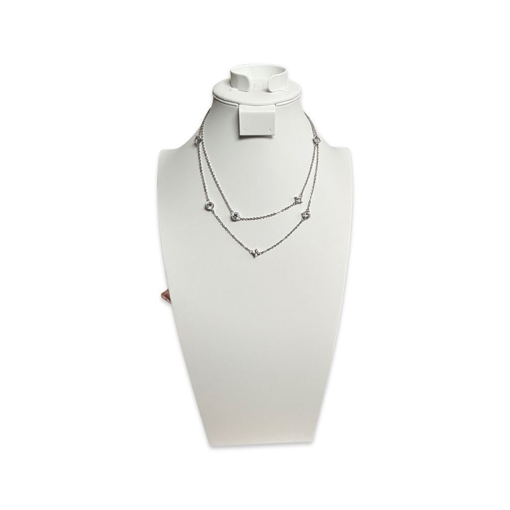 Silver Tone and Cubic Zirconia Station Long Chain Necklace